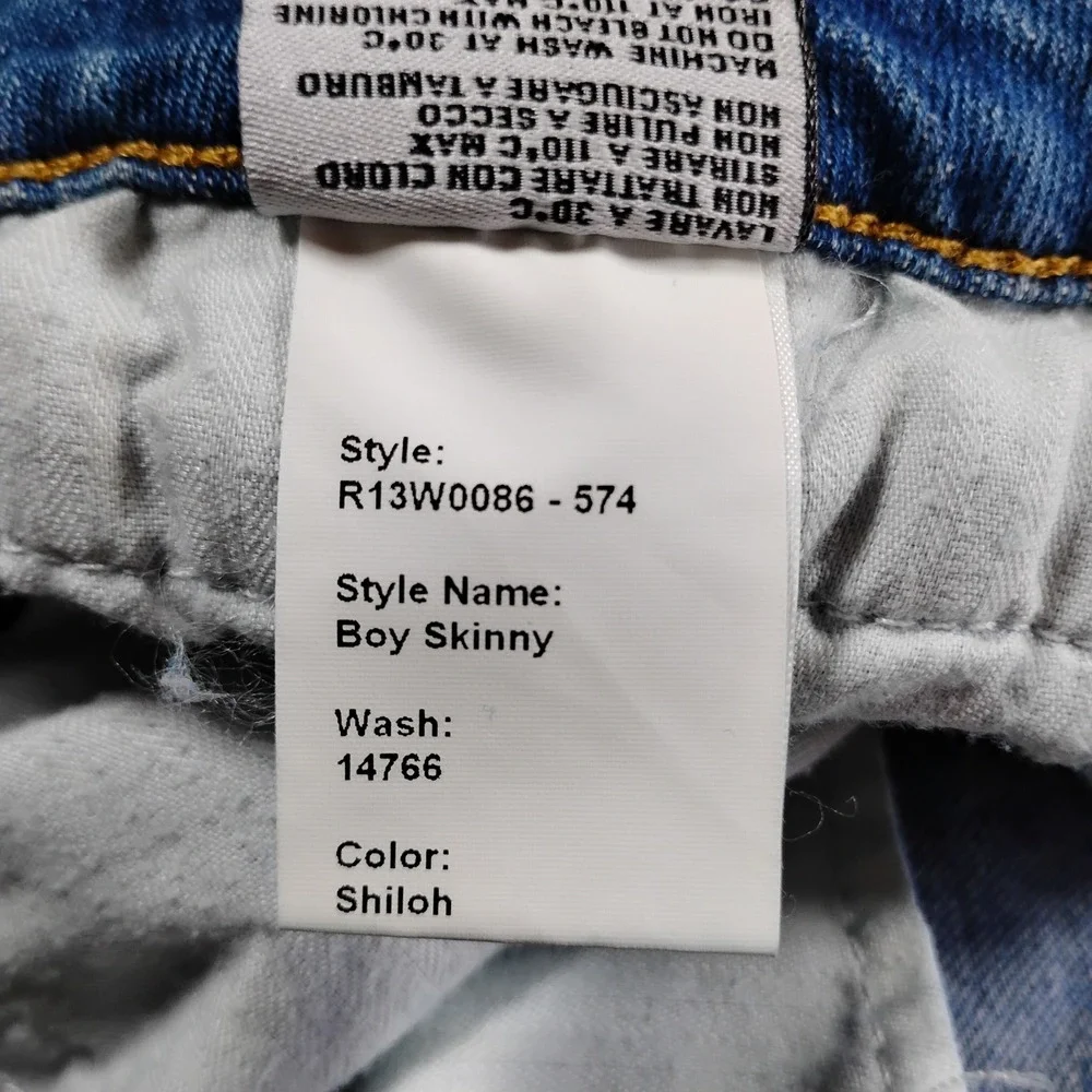 R13 Mens Slim Fit Light Wash Distressed Blue Jeans Made in Italy  32x27 - Picture 9 of 16